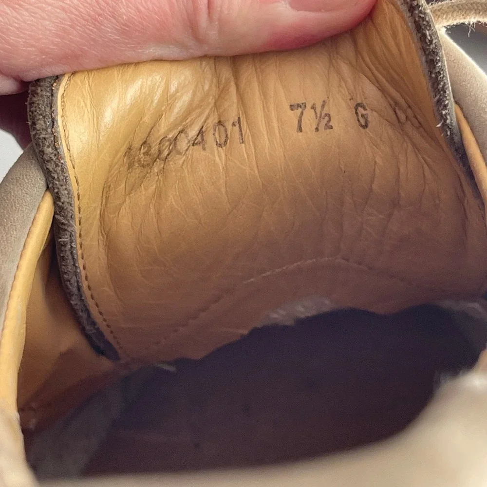 MANZ Shoes UK 7.5 G Beige Tan‎ Suede Perforated Lace Up Comfort Oxford Germany